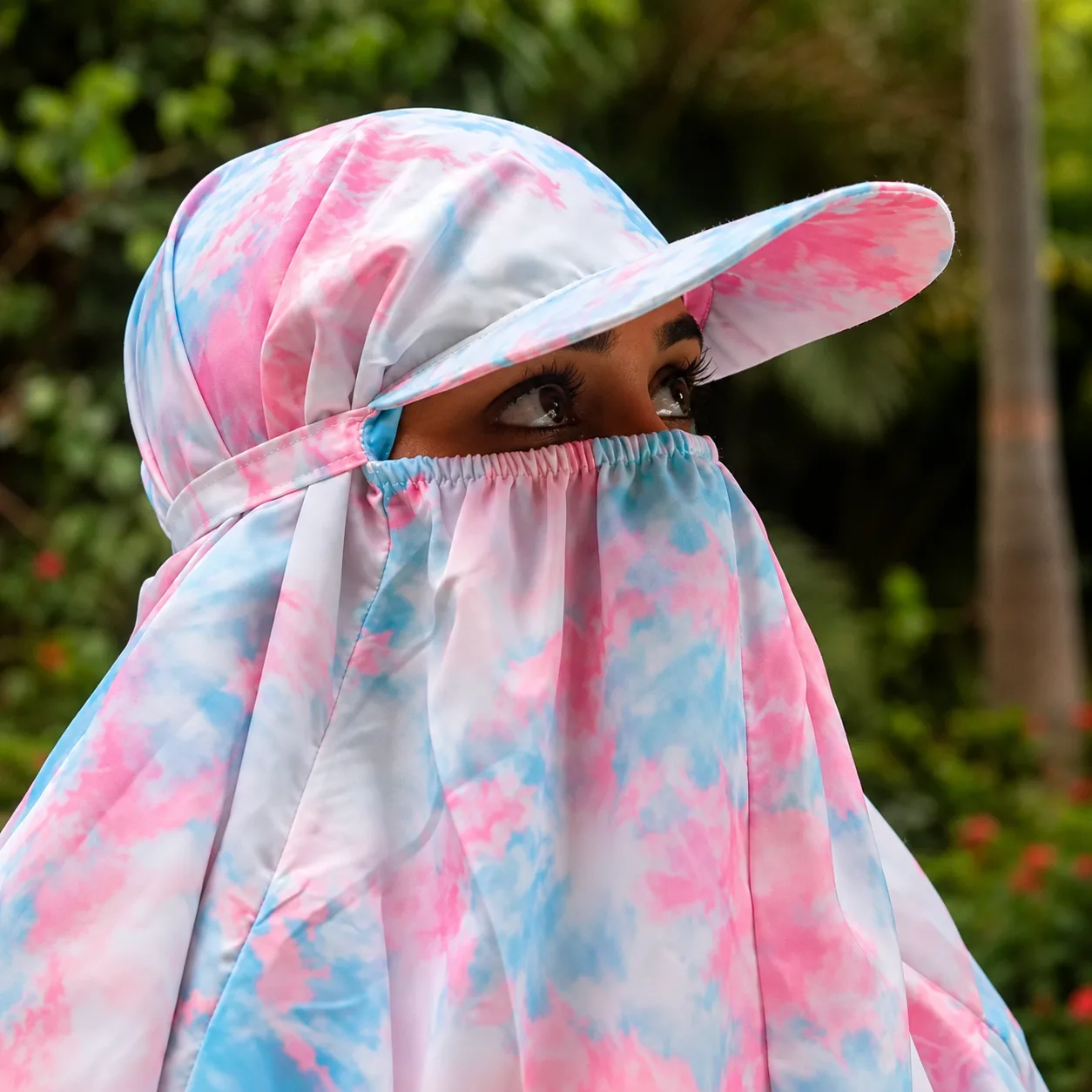 Women’s Printed Face Cover Scarf & Cap Set — 4